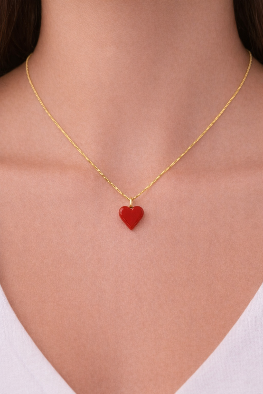 Nerezový červený náhrdelník Murano Heart