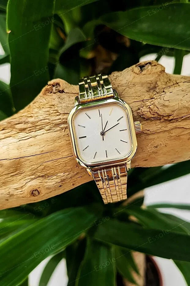 Retro minimalistické dámské hodinky s čtvercovým ciferníkem